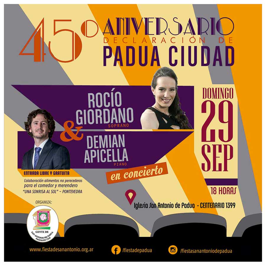 Concierto Aniversario Declaración Padua Ciudad- Rocio Giordano