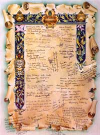 Pergamino firmado por los presentes